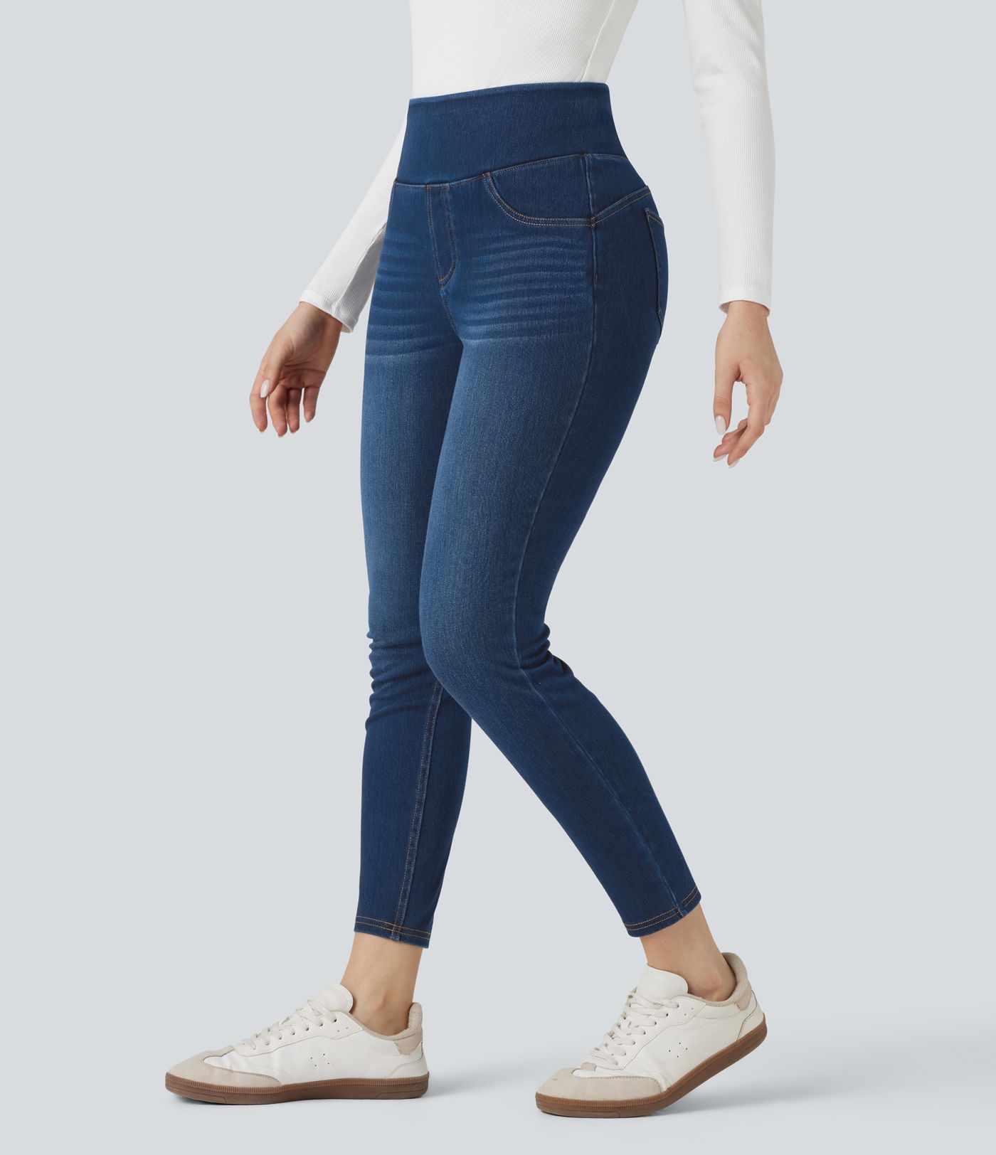 Halara Flex™ High-waisted Butt-lifting Tummy Control Skinny Denim Casual 7/8 Leggings with Pockets