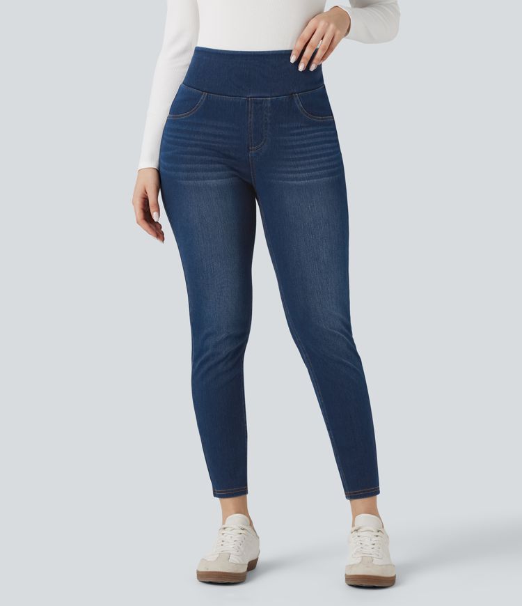 Halara Flex™ Leggings 7/8 con bolsillos — tiro alto, realce de glúteos, control de abdomen, estilo denim skinny casual
