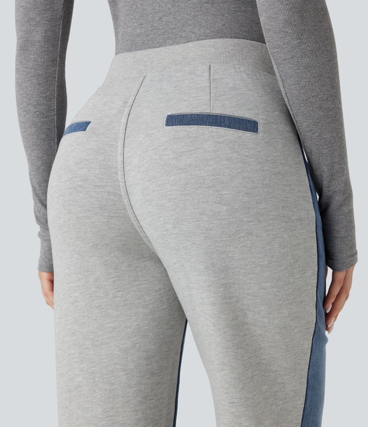 Halara Flex™ High-waisted Color Block Casual Straight-leg Jeans with Pockets