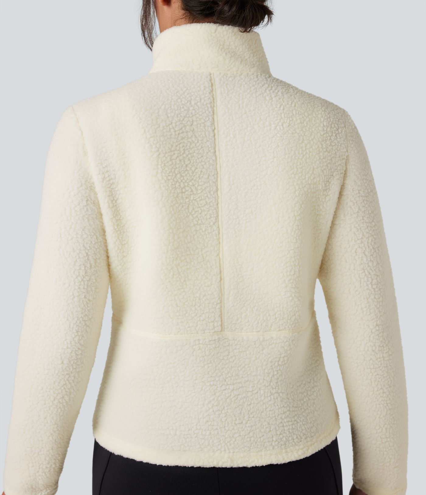 Half Zipper Long Sleeve Hiking Fleece Sports Top with Pockets