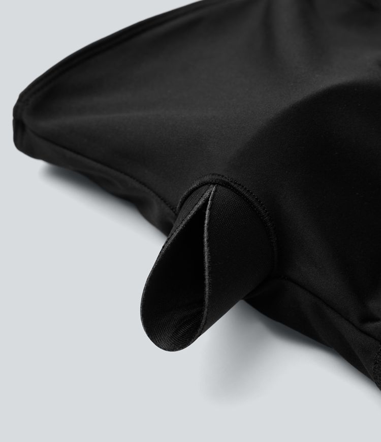 U-Neck Backless Long Sleeve Thumb Holes Adjustable Hook Cropped Yoga Sports Top