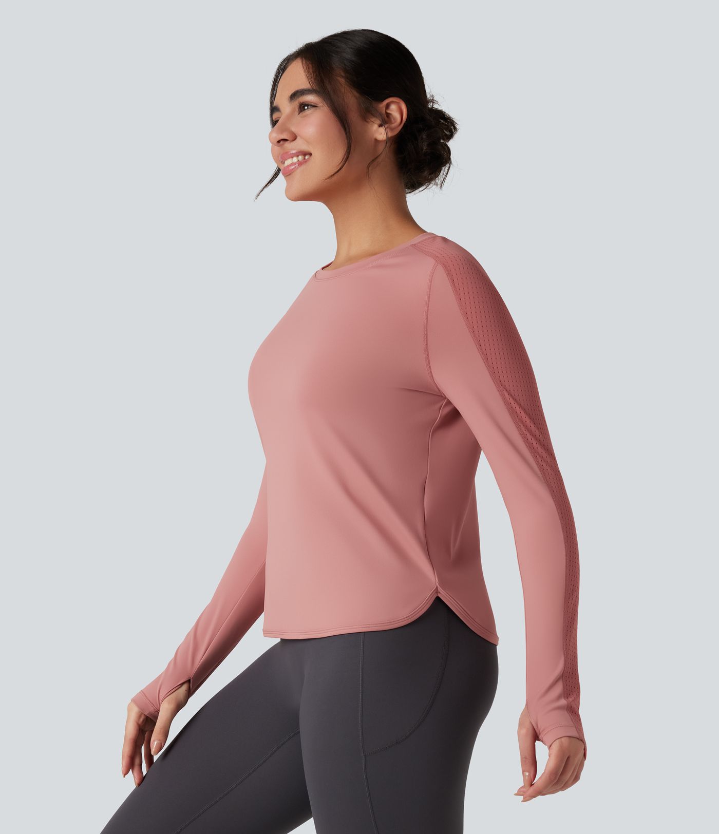 Round Neck Long Sleeve Yoga Sports Top
