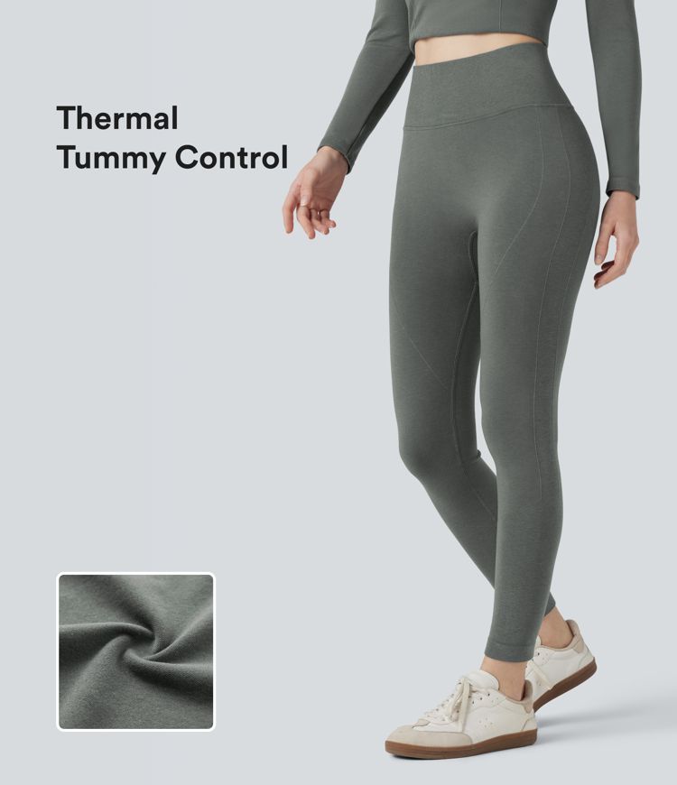 Seamless Flow High Waisted Tummy Control Thermal Casual 7/8 Leggings