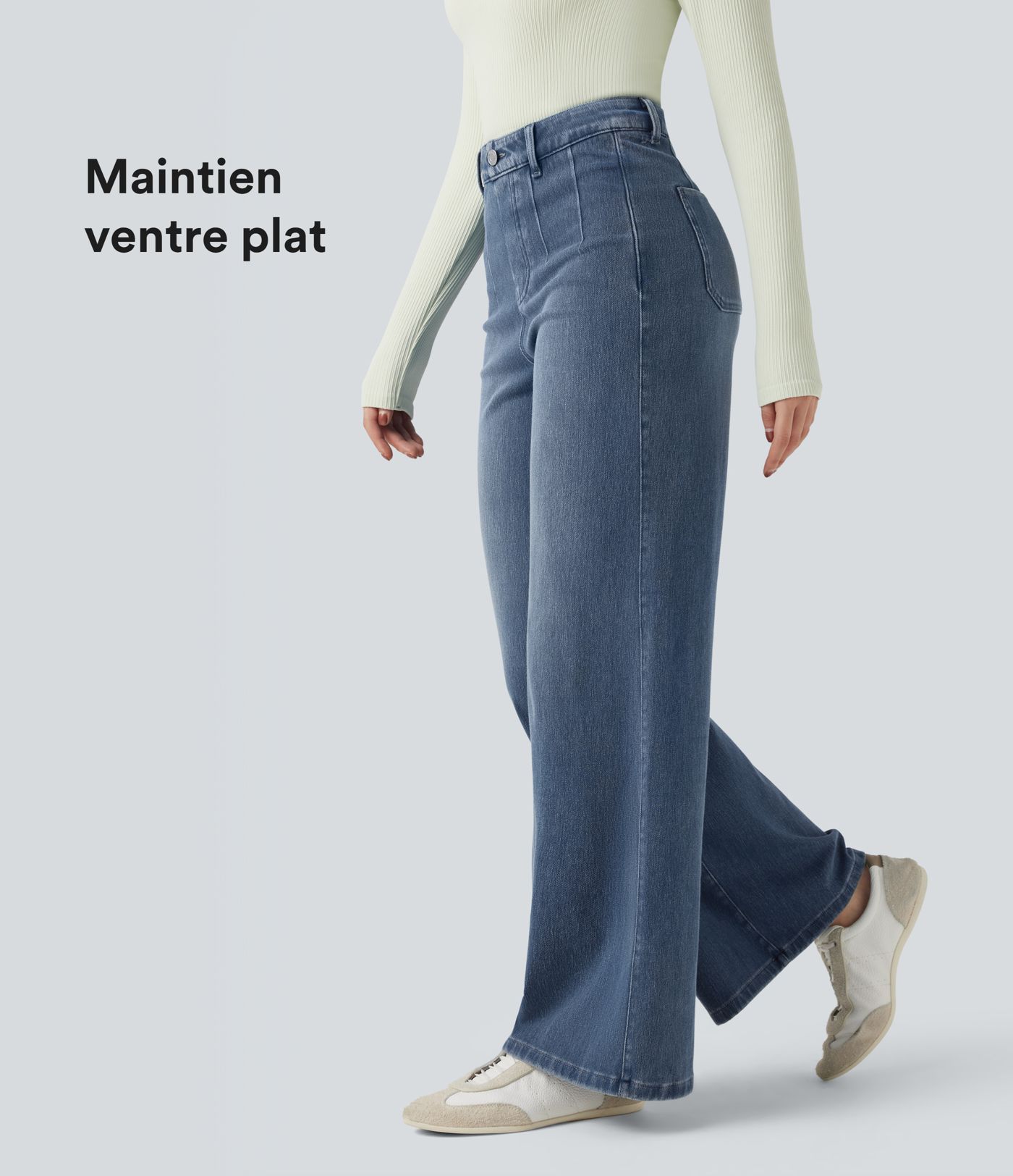 Halara Flex™ Jean large décontracté taille haute gainant avec poches