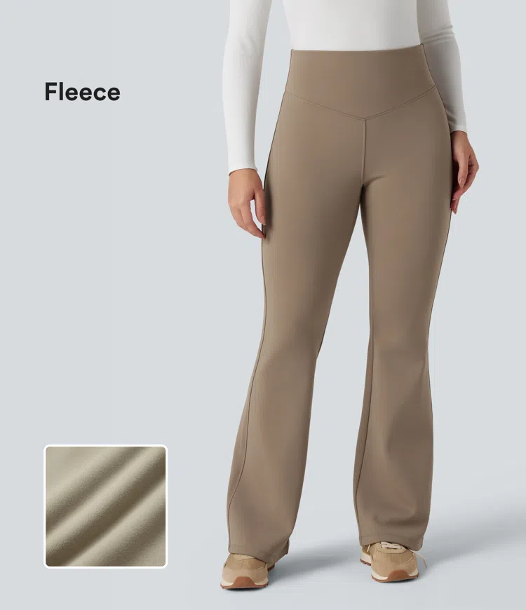 High Waisted Fleece Yoga Flare Leggings