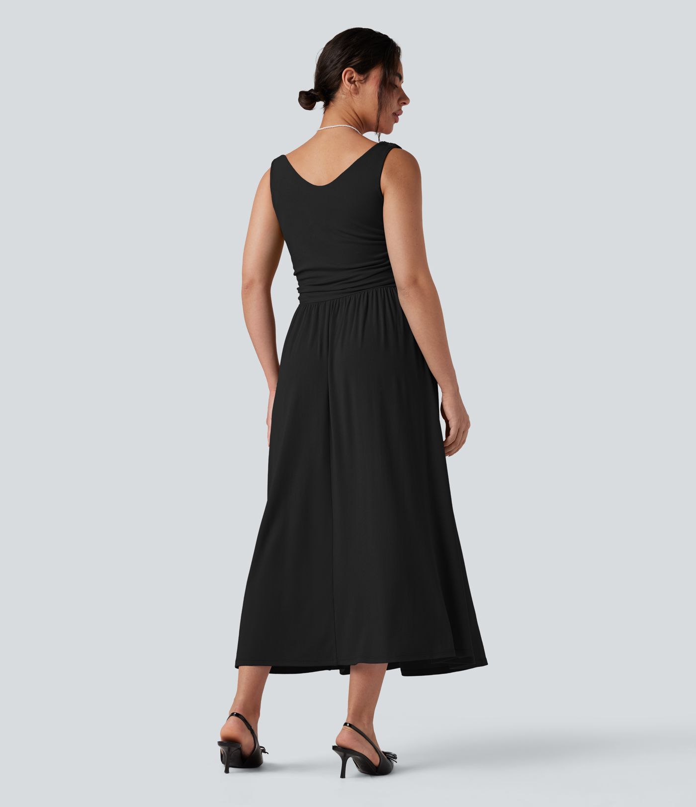 One-shoulder Sleeveless Ruched Maxi Bridesmaid And Wedding Guest Dress