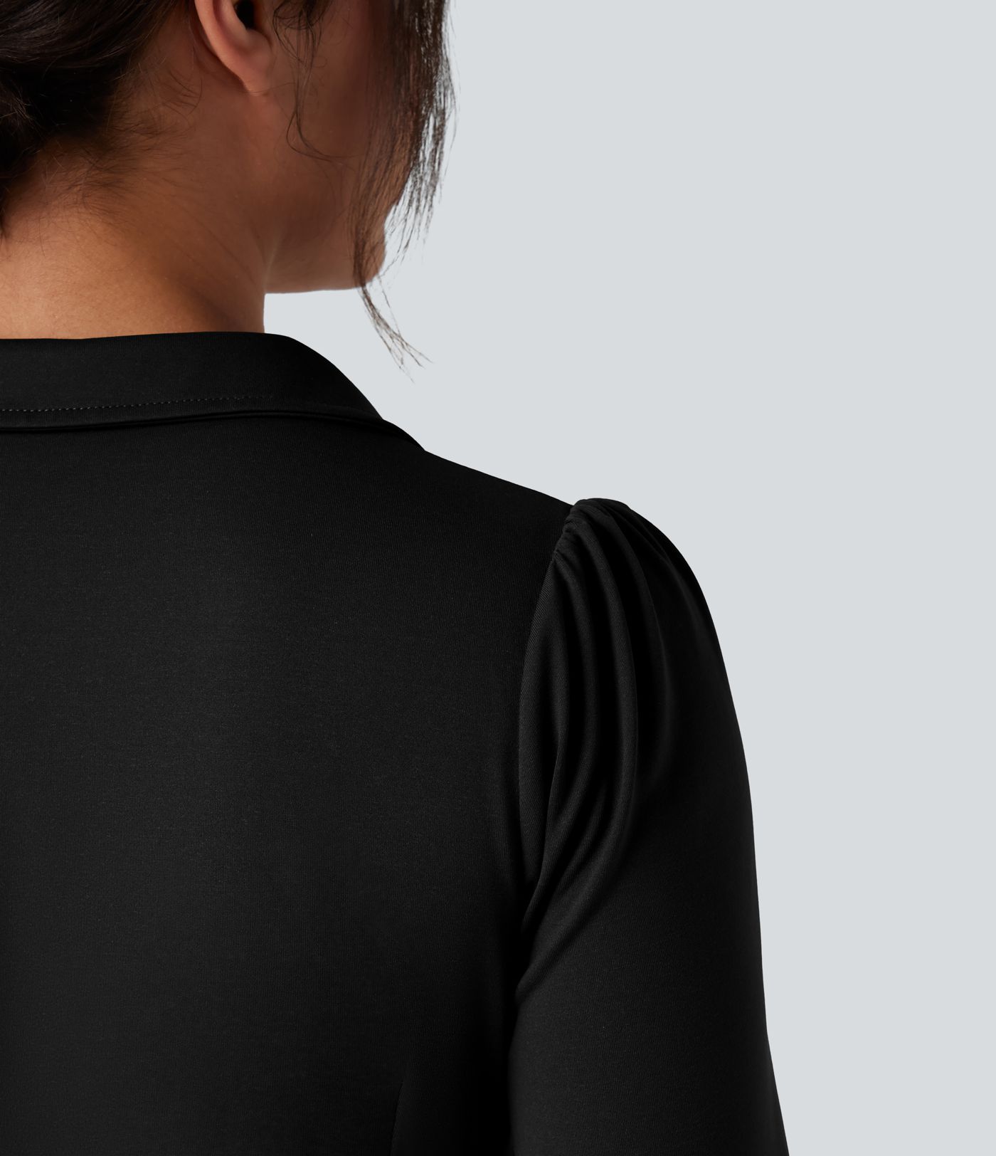 V Neck Long Sleeve Ruched Work Shirt