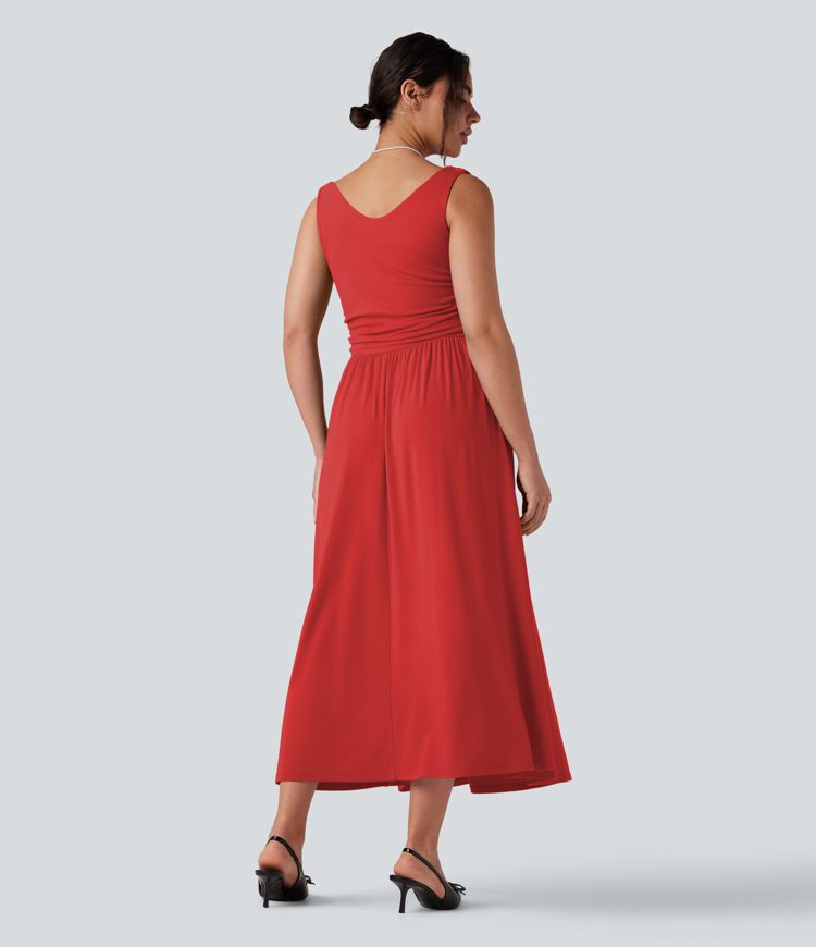 One-shoulder Sleeveless Ruched Maxi Bridesmaid And Wedding Guest Dress