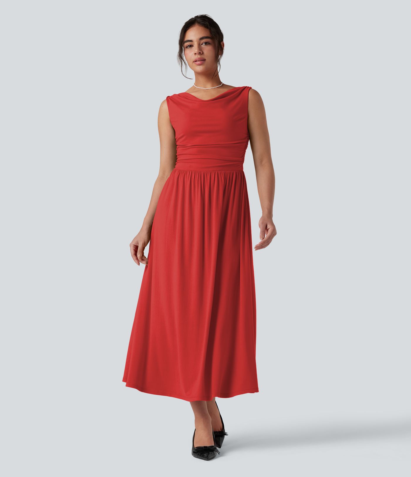 Gerafftes, ärmelloses Maxikleid mit One-Shoulder-Design für Brautjungfern und Hochzeitsgäste