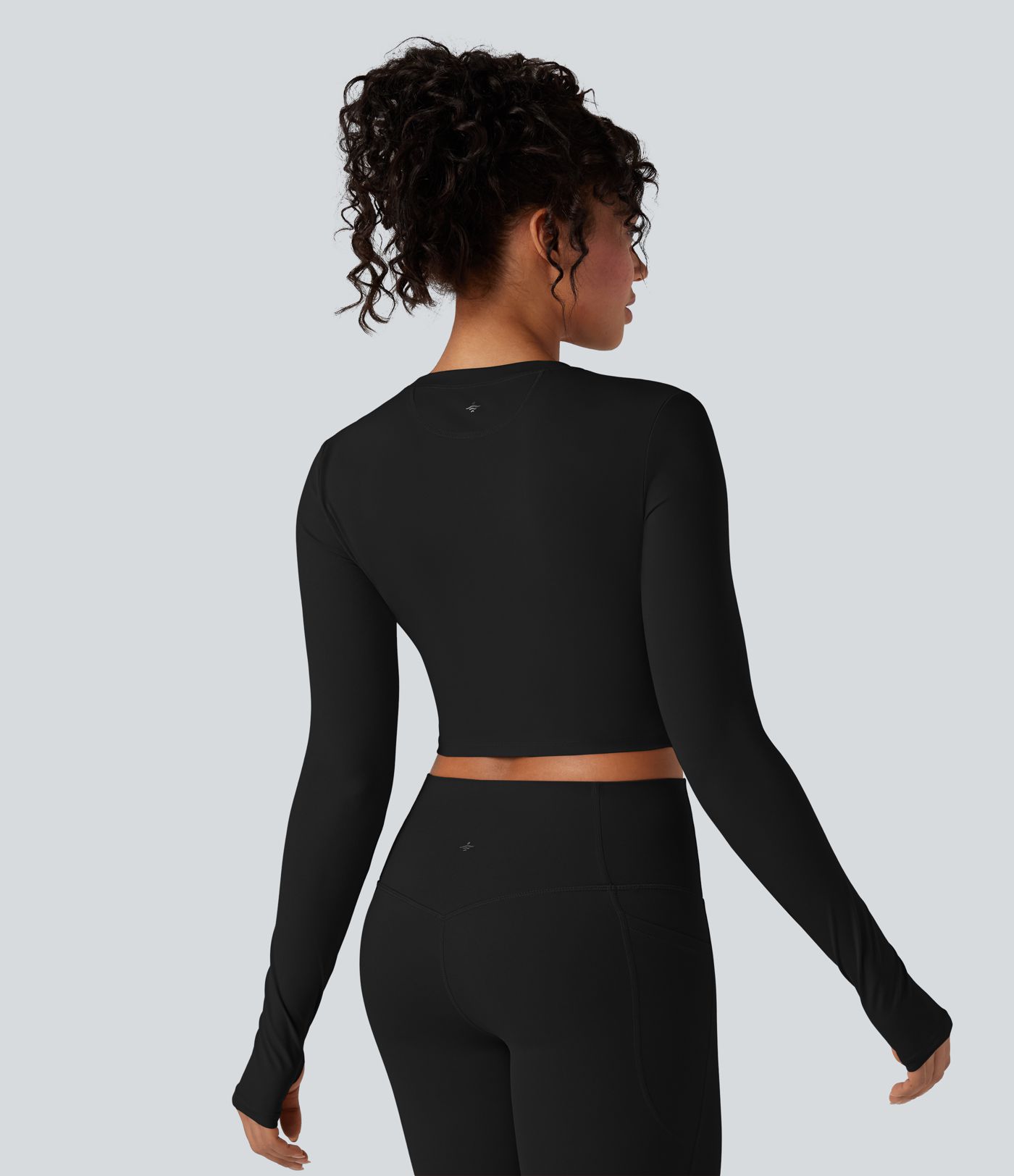 Halara UltraSculpt™ Round Neck Long Sleeve Thumb Holes Cropped Yoga Sports Top