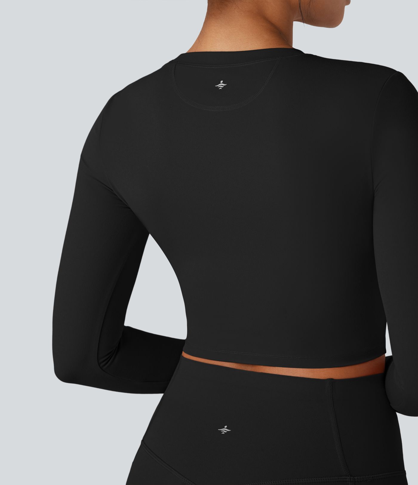 Halara UltraSculpt™ Round Neck Long Sleeve Thumb Holes Cropped Yoga Sports Top