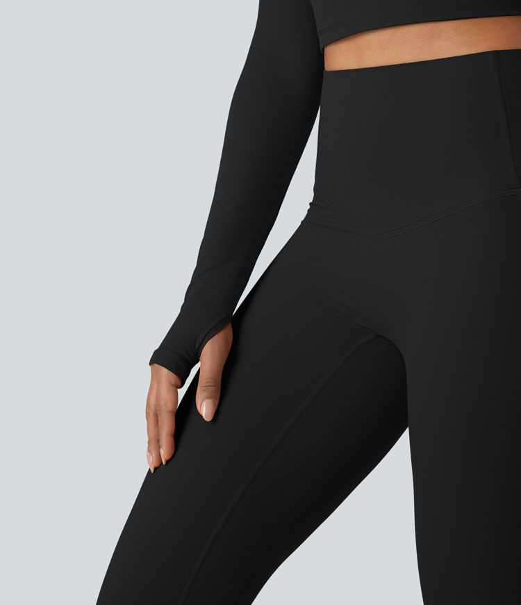 Halara UltraSculpt™ Round Neck Long Sleeve Thumb Holes Cropped Yoga Sports Top
