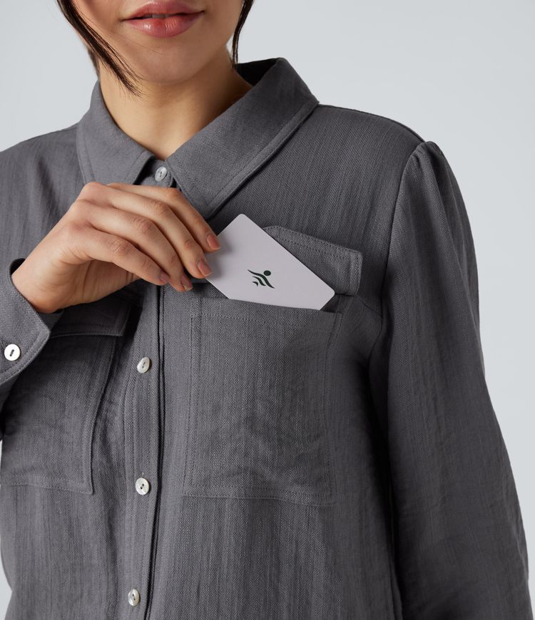 Chemise cargo col chemise manches longues avec poches