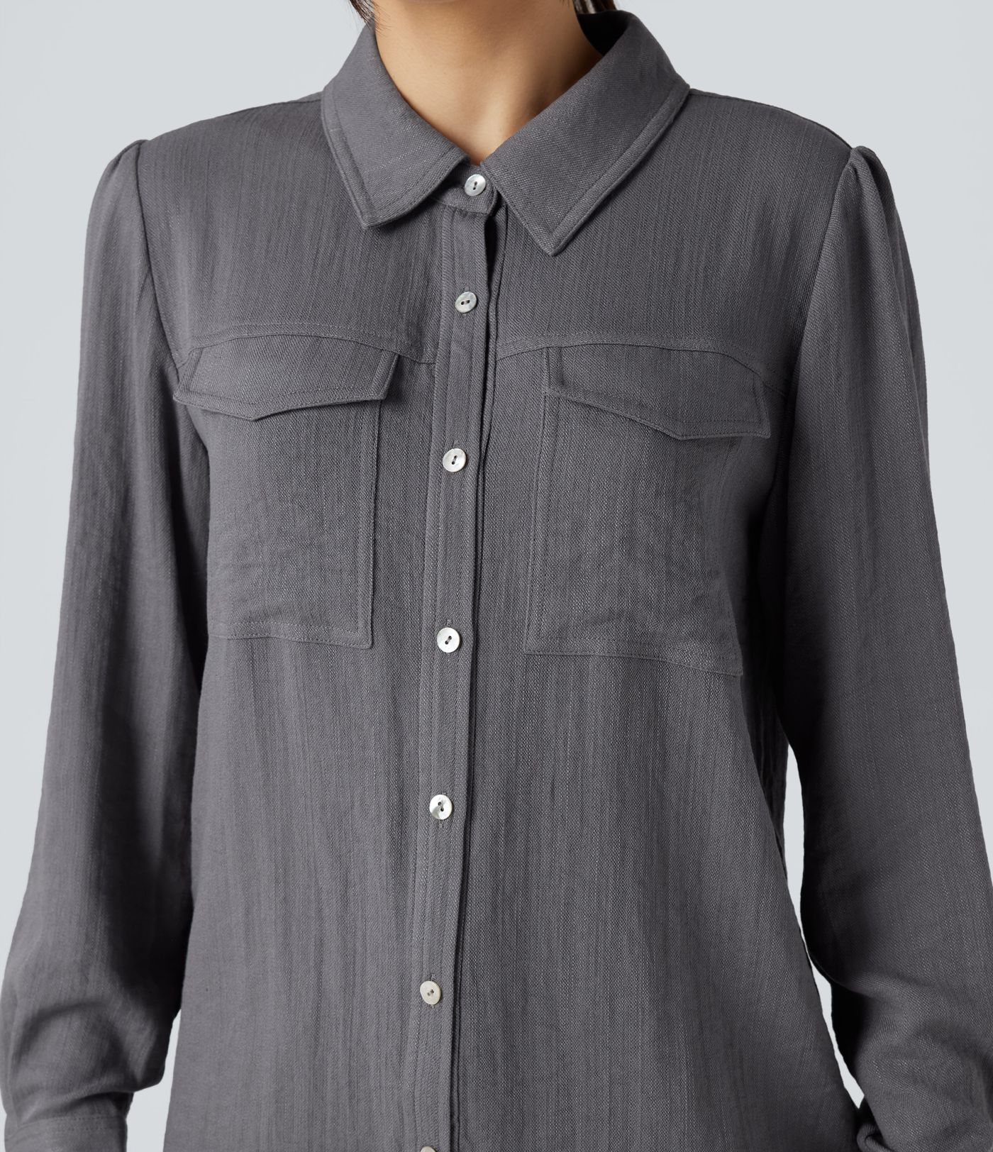 Chemise cargo col chemise manches longues avec poches