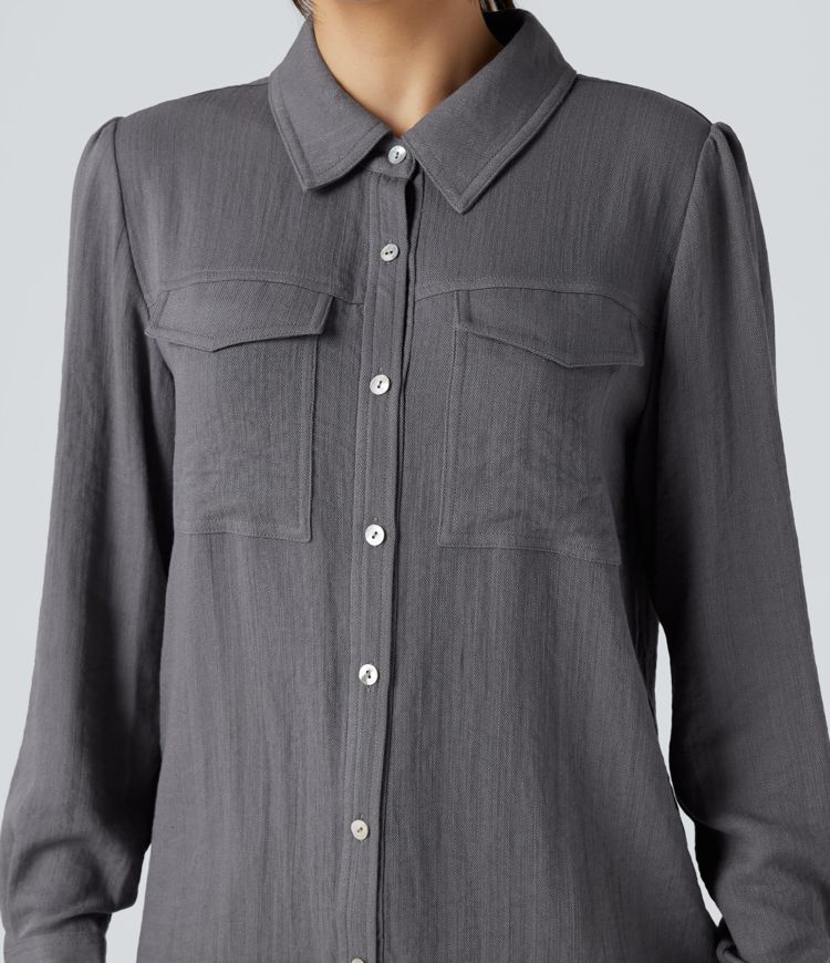 Chemise cargo col chemise manches longues avec poches