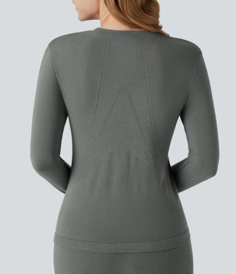 HeatCore OneForm Seamless Flow Round Neck Long Sleeve Thermal Casual Top