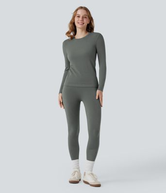 HeatCore OneForm Seamless Flow Round Neck Long Sleeve Thermal Casual Top