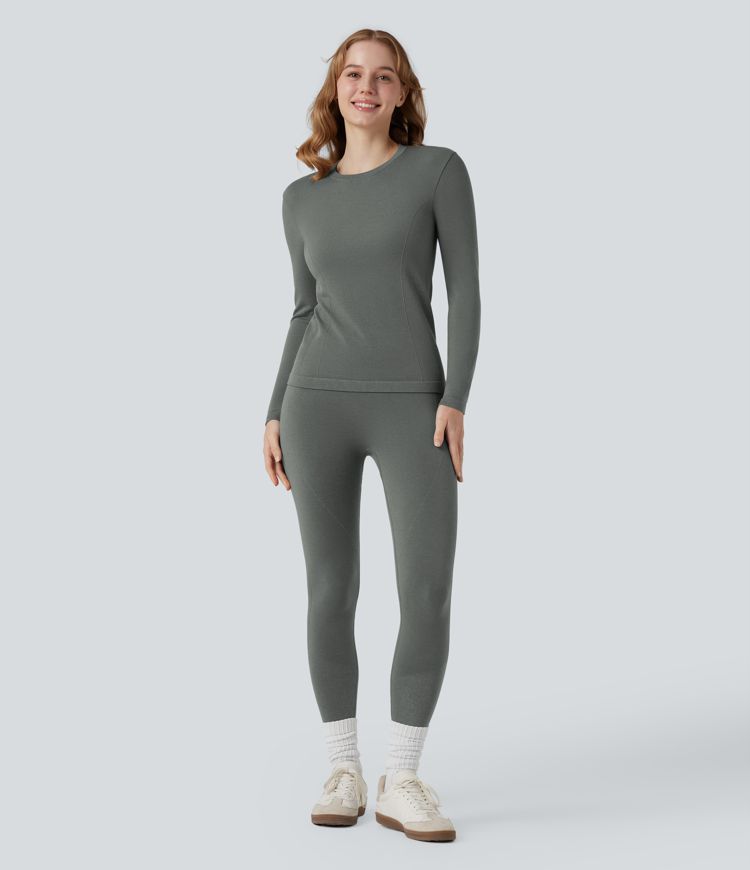HeatCore OneForm Seamless Flow Round Neck Long Sleeve Thermal Casual Top