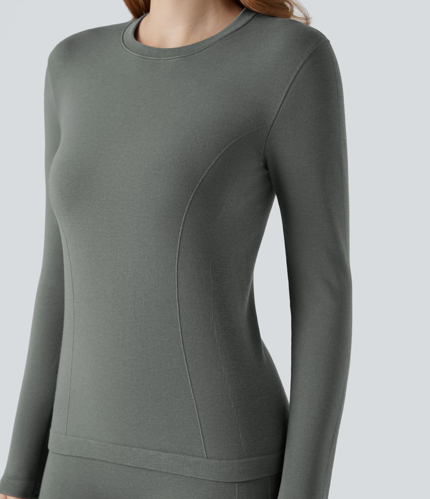 HeatCore OneForm Seamless Flow Round Neck Long Sleeve Thermal Casual Top