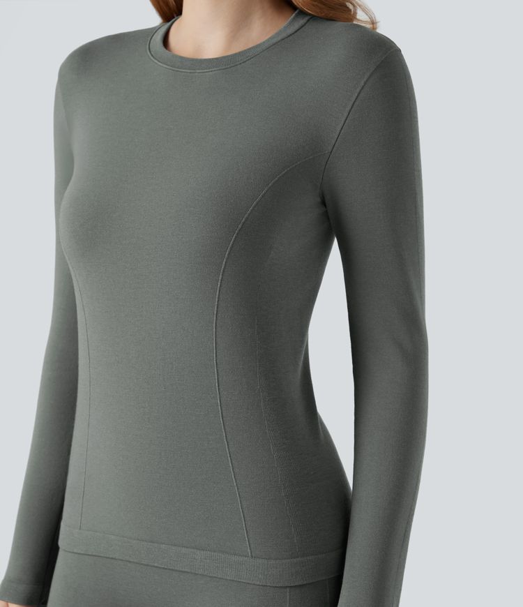 HeatCore OneForm Seamless Flow Round Neck Long Sleeve Thermal Casual Top