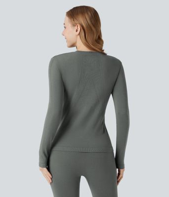 HeatCore OneForm Seamless Flow Round Neck Long Sleeve Thermal Casual Top