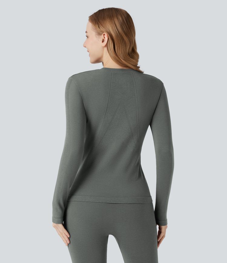 HeatCore OneForm Seamless Flow Round Neck Long Sleeve Thermal Casual Top