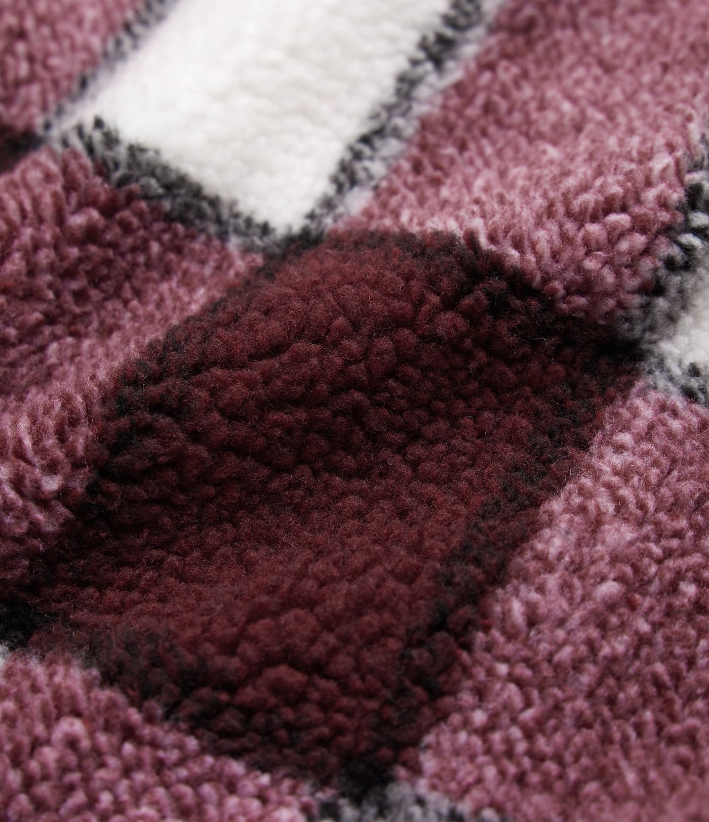 Gilet sherpa à carreaux ourlet arrondi