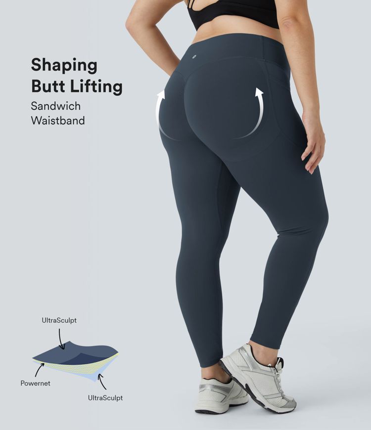 Halara UltraSculpt™ SoCinched High Waisted Scrunch Butt Lifting Tummy Control Pocket Shaping Training Plus Size Leggings
