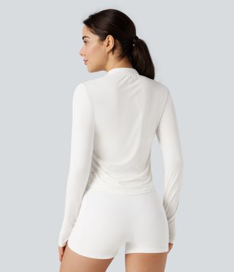 Stand Collar Long Sleeve Thumb Hole Cool Touch Hiking Sports Top-UPF50+