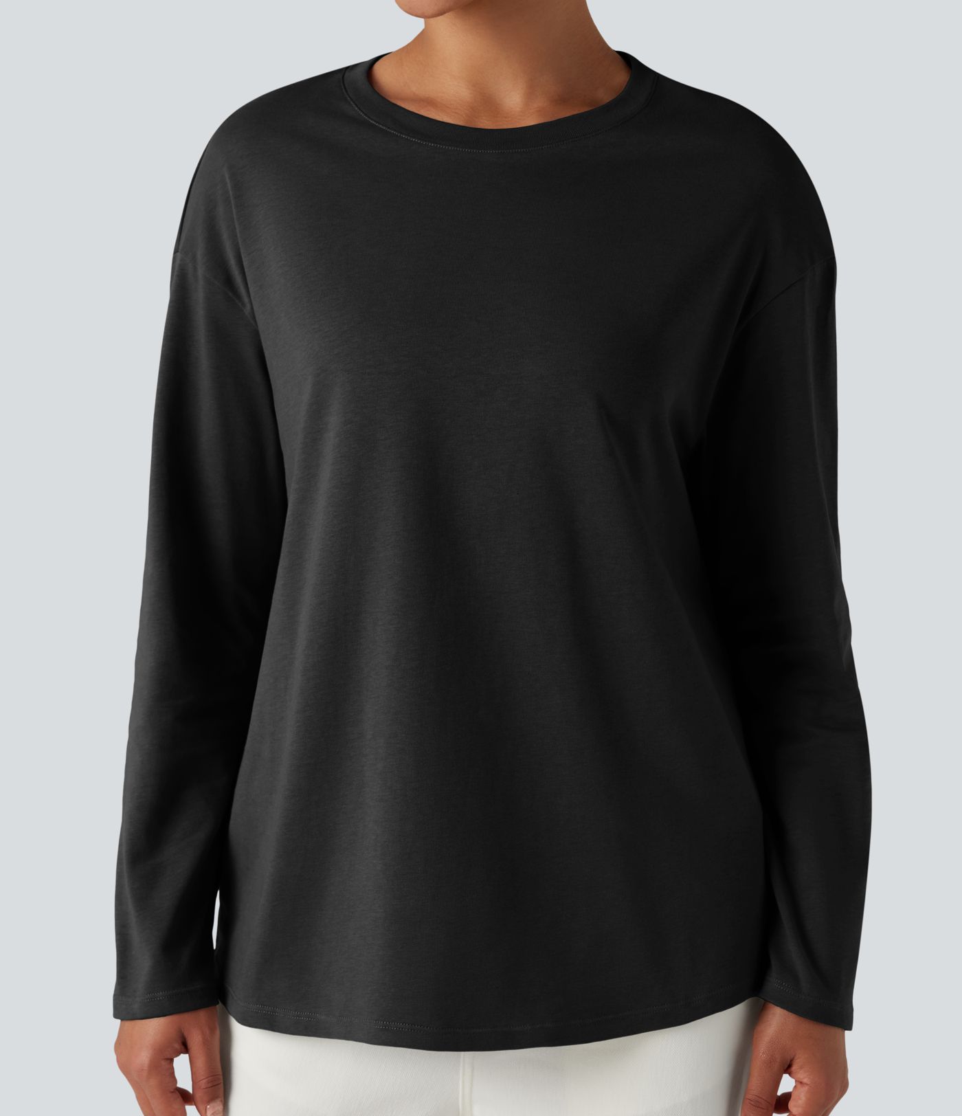 Round Neck Long Sleeve Casual Cotton T-Shirt