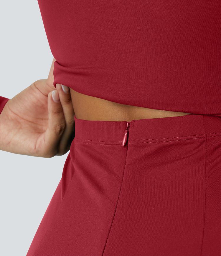 Langärmeliger Jumpsuit mit weitem Bein und Tasche - Kinderleicht