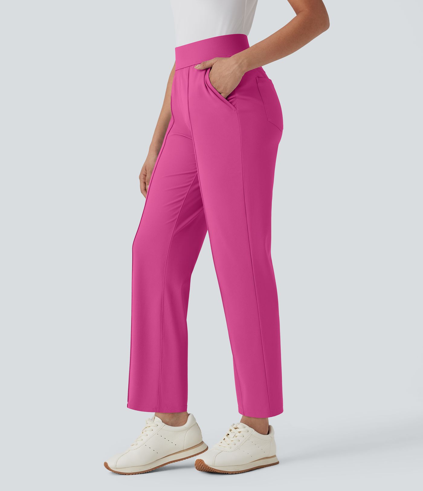 Pantalon de golf séchage rapide, taille mi-haute, avec poches et poche tee, UPF40+