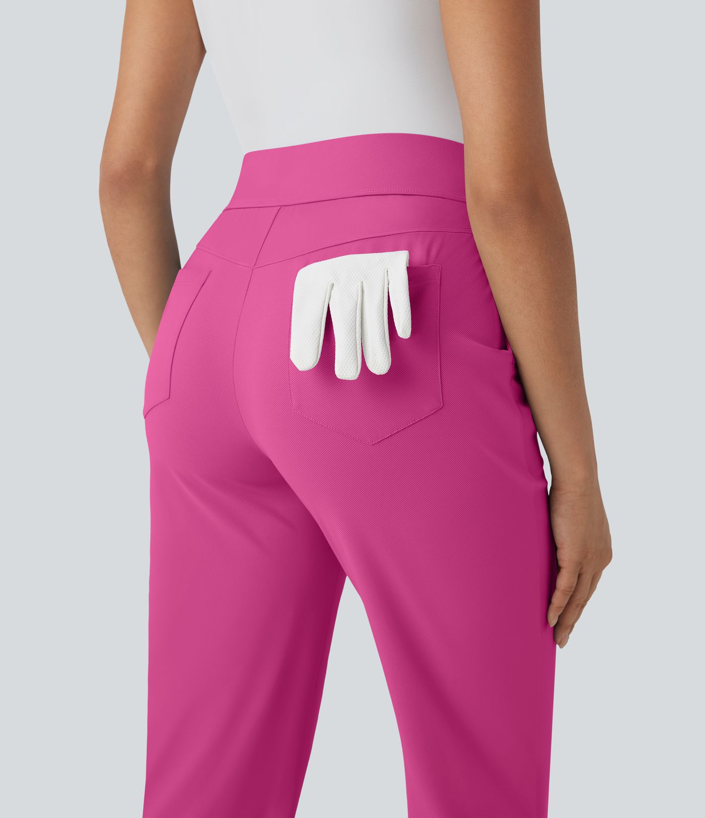 Pantalon de golf séchage rapide, taille mi-haute, avec poches et poche tee, UPF40+