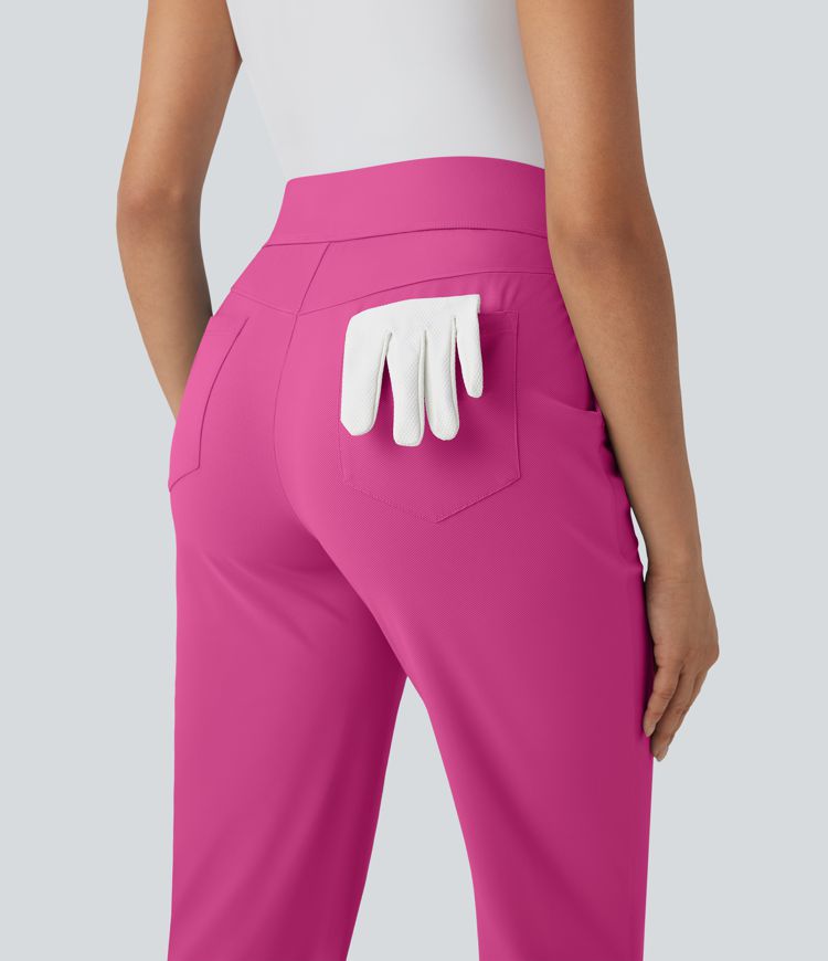 Pantalon de golf séchage rapide, taille mi-haute, avec poches et poche tee, UPF40+