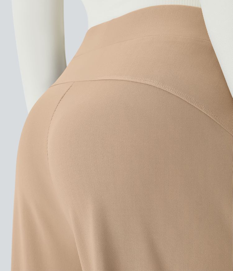 Halara Flex™ Pantalon Tailleur Évasé à Taille Haute Sculptant la Silhouette avec Poches Latérales Micro Waffle