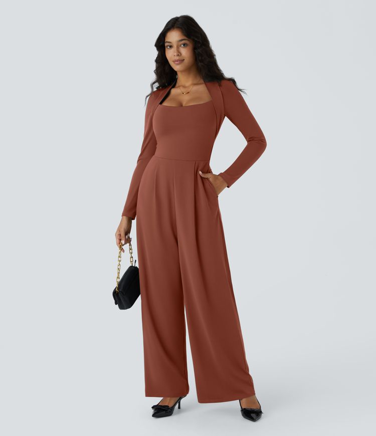 Combinaison de cérémonie à manches longues, coupe large avec poches latérales et zip invisible - Édition Easy Peasy