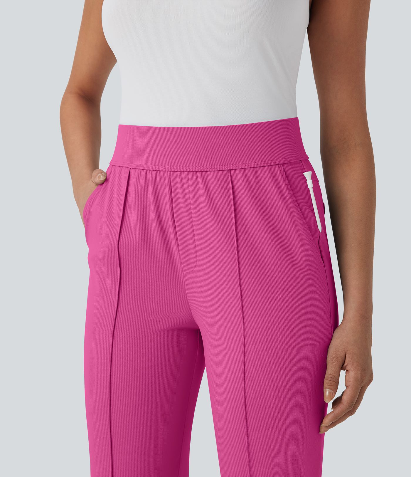 Pantalon de golf séchage rapide, taille mi-haute, avec poches et poche tee, UPF40+