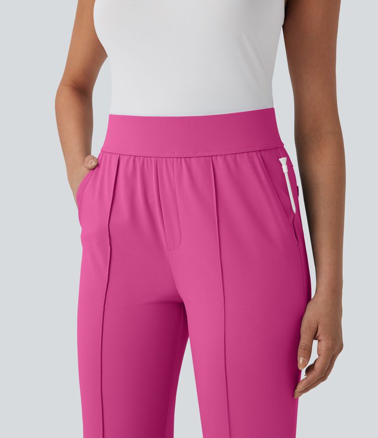 Pantalon de golf séchage rapide, taille mi-haute, avec poches et poche tee, UPF40+