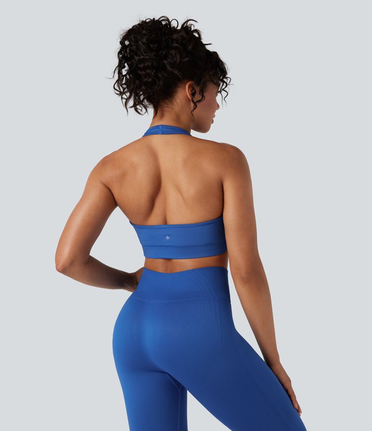 OneForm Seamless Flow Low Support Halter Yoga Sports Bra