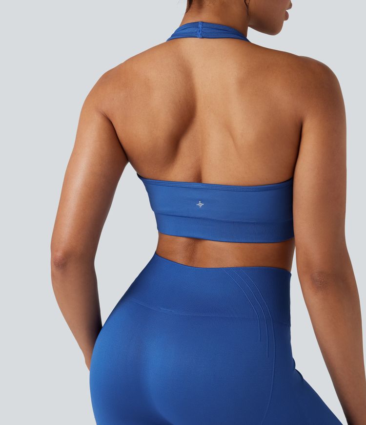 OneForm Seamless Flow Low Support Halter Yoga Sports Bra