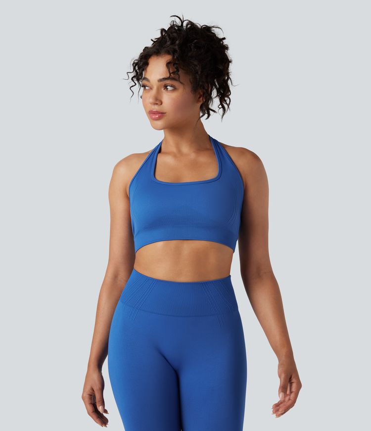 OneForm Seamless Flow Low Support Halter Yoga Sports Bra
