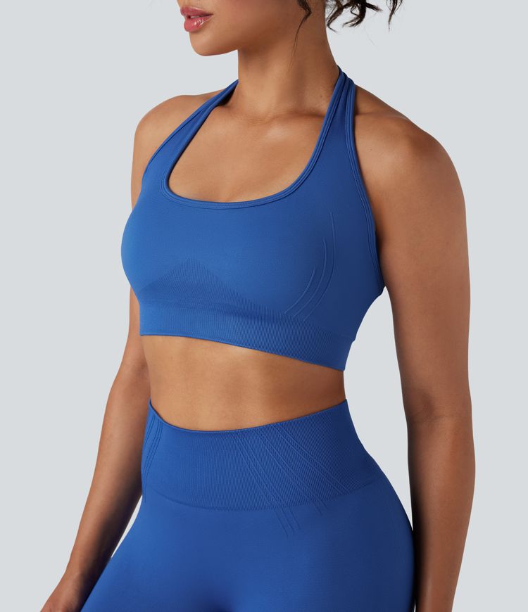 OneForm Seamless Flow Low Support Halter Yoga Sports Bra