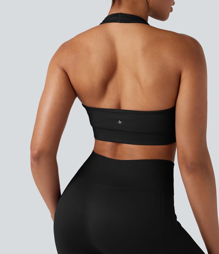 OneForm Seamless Flow Low Support Halter Yoga Sports Bra