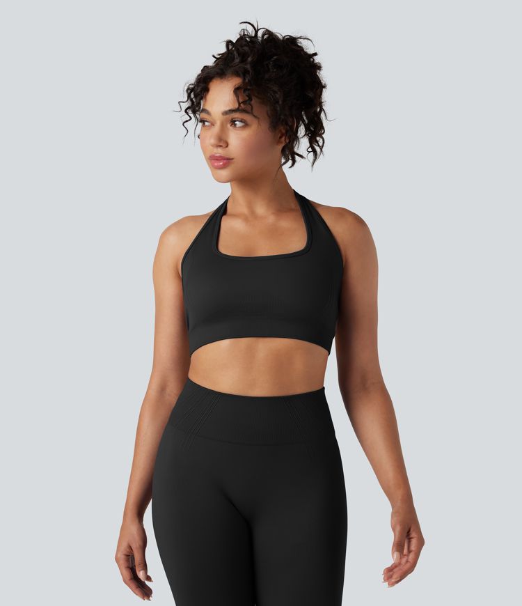OneForm Seamless Flow Low Support Halter Yoga Sports Bra