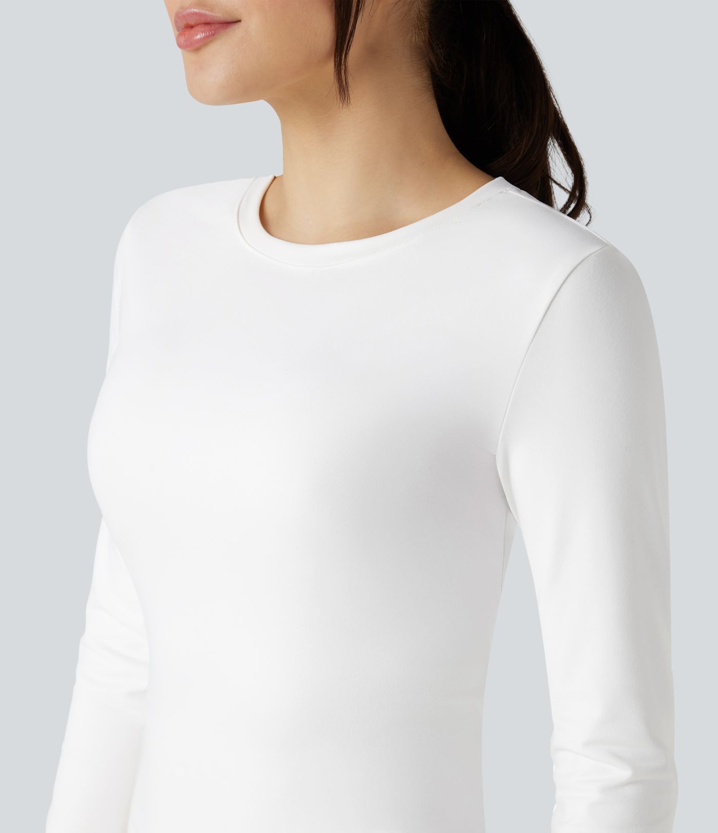 Round Neck Long Sleeve Slim Cropped Casual Baby Tee