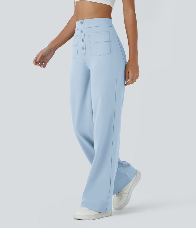 DayStretch High Waisted Pockets Straight Leg Casual Pants