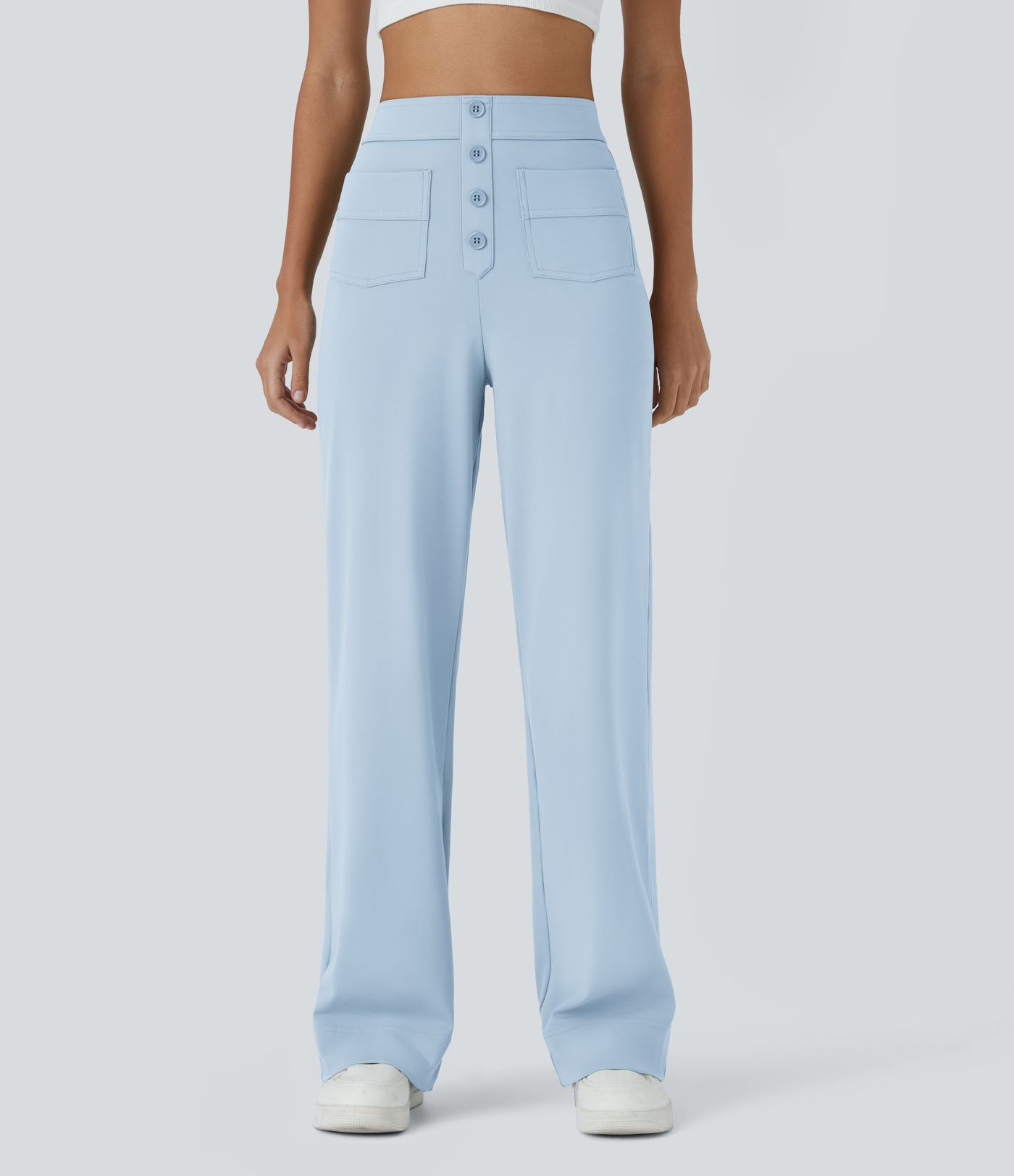 DayStretch High Waisted Pockets Straight Leg Casual Pants