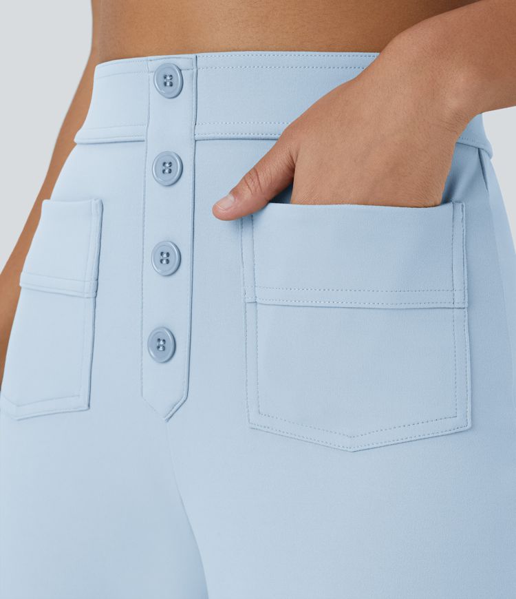 DayStretch High Waisted Pockets Straight Leg Casual Pants