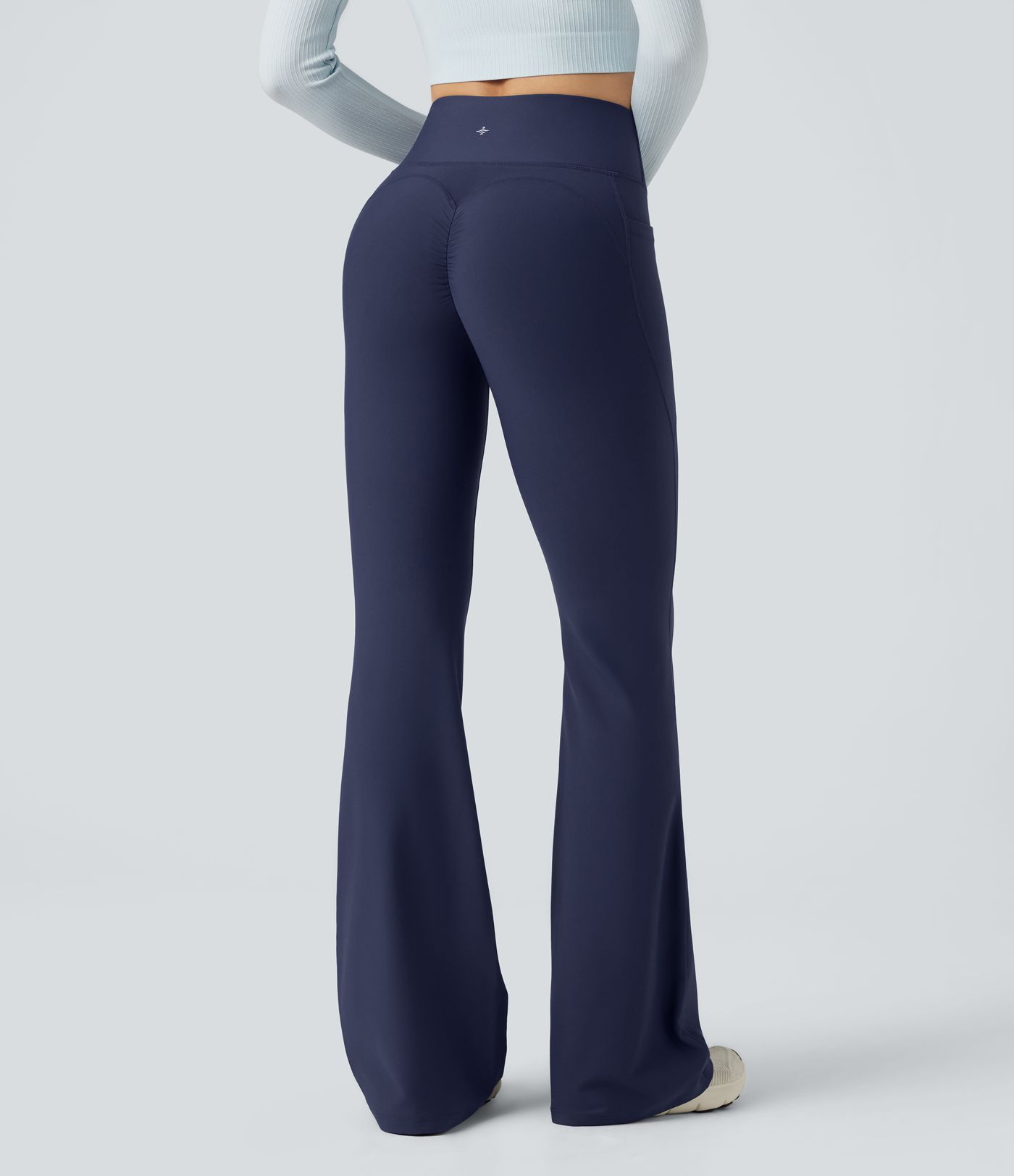 High Waisted Scrunch Fleece Yoga Flare Pants with Pockets