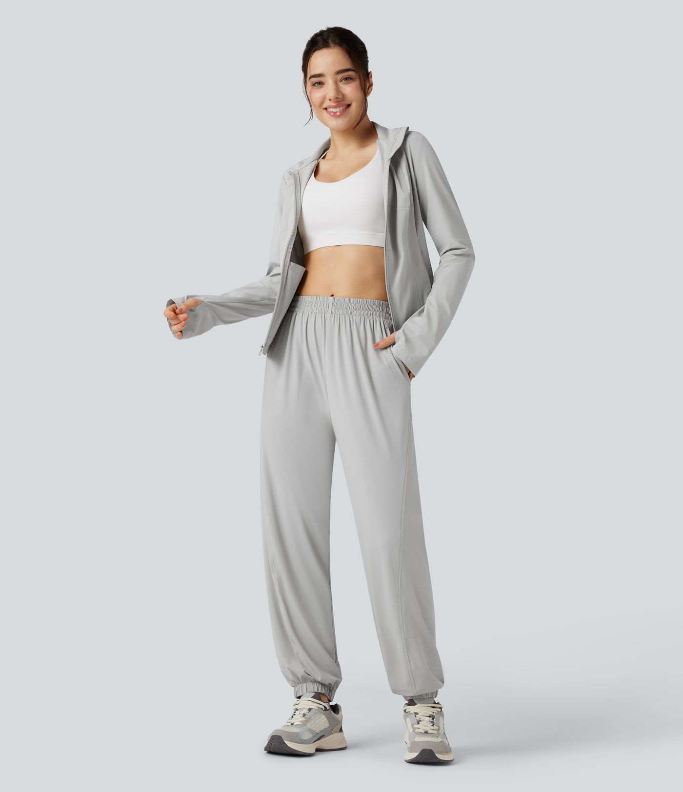 Mid Rise Cool Touch Hiking Joggers with Pockets-UPF50+